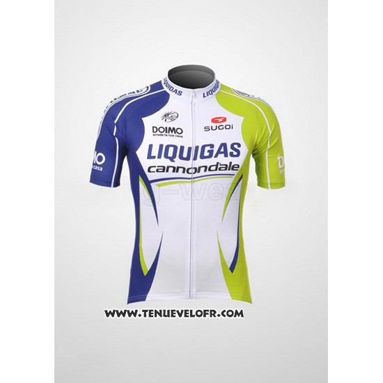 2012 Maillot Ciclismo Liquigas Cannondale Vert et Blanc Manches Courtes et Cuissard